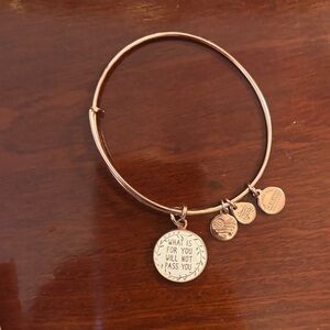 Alex and Ani Rose Gold Bangle Bracelet with Charms